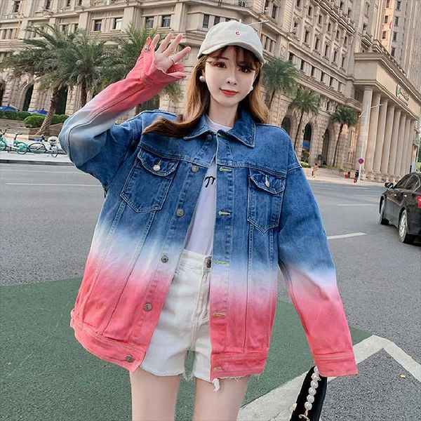 women's jackets spring autumn blast the street tie dye denim jacket woman 2021 korean fashion loose casual bf long sleeve jeans coat fe, Black;brown
women's jackets spring autumn blast the street tie dye denim jacket woman 2021 korean fashion loose casual bf long sleeve jeans coat fe, Black;brown