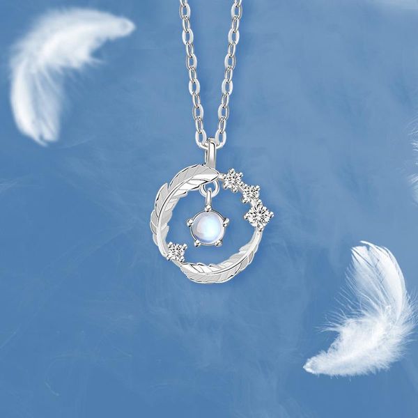 pendant necklaces fashion moonstone feather necklace women clavicle chain for dress accessories girl birthday gift fine jewelry, Silver
pendant necklaces fashion moonstone feather necklace women clavicle chain for dress accessories girl birthday gift fine jewelry, Silver