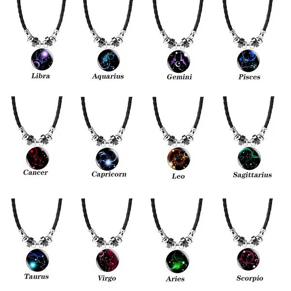 12 constellation couple leather necklaces jewelry zodiac necklace pendant man boy woman girl birthday gift, Silver
12 constellation couple leather necklaces jewelry zodiac necklace pendant man boy woman girl birthday gift, Silver