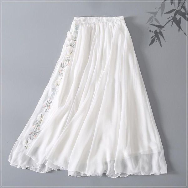 skirts vintage embroidery women chiffon white floral a-line knee-length female clothing quality, Black
skirts vintage embroidery women chiffon white floral a-line knee-length female clothing quality, Black