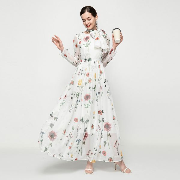 dress runway spring women's new scarf long sleeve fashion vacation beach elegant floral chiffon dresses d5nw, Black;gray
dress runway spring women's new scarf long sleeve fashion vacation beach elegant floral chiffon dresses d5nw, Black;gray