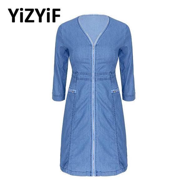 casual dresses women v neck denim dress club party high street spring summer chic ladies three quarter sleeve zipper mini vestidos, Black;gray
casual dresses women v neck denim dress club party high street spring summer chic ladies three quarter sleeve zipper mini vestidos, Black;gray