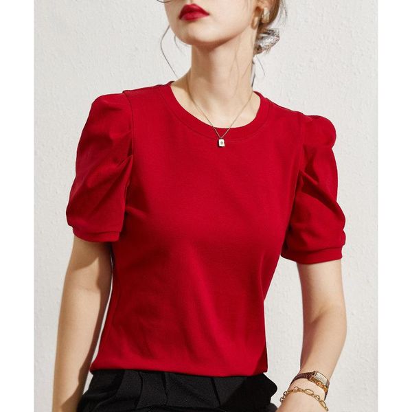 women's t-shirt white short sleeved women summer solid color cotton tshirt pleated puff sleeve design ladies tees ae0134
women's t-shirt white short sleeved women summer solid color cotton tshirt pleated puff sleeve design ladies tees ae0134