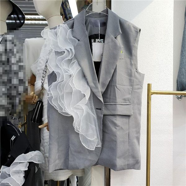 women's vests organza ruffled vest coat women loose-fitting waistcoat 2021 early autumn chaleco mujer grey winter, Black;white
women's vests organza ruffled vest coat women loose-fitting waistcoat 2021 early autumn chaleco mujer grey winter, Black;white