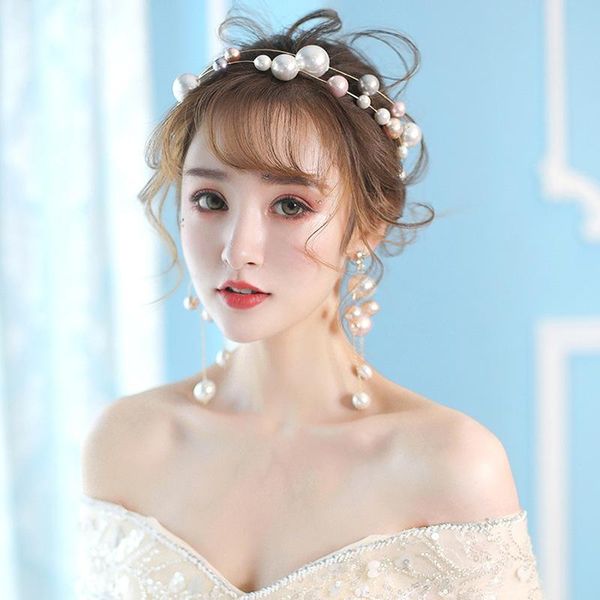 earrings & necklace korean fashion color highlight big pearl bride hair accessories headdress earring set soft chain band hoop party ear cli, Silver
earrings & necklace korean fashion color highlight big pearl bride hair accessories headdress earring set soft chain band hoop party ear cli, Silver