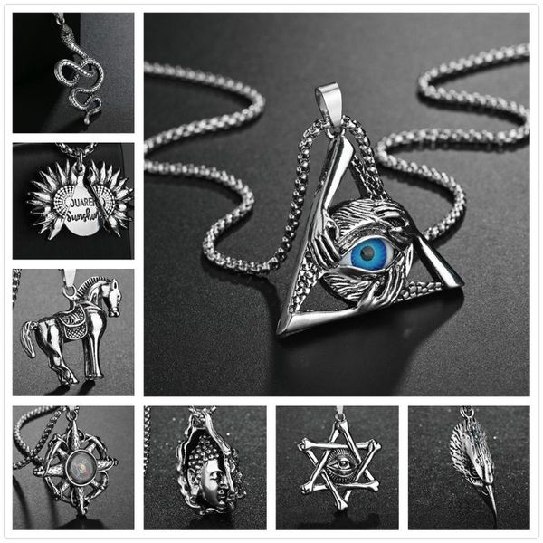 pendant necklaces gothic hip hop pyramid compass metal personality women men stainless steel punk snake necklace accessories, Silver
pendant necklaces gothic hip hop pyramid compass metal personality women men stainless steel punk snake necklace accessories, Silver