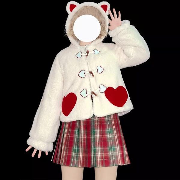 women's fur & faux kawaii lolita hooded coat women japanese winter teddy bear coats women`s cute college style soft furry warm, Black
women's fur & faux kawaii lolita hooded coat women japanese winter teddy bear coats women`s cute college style soft furry warm, Black