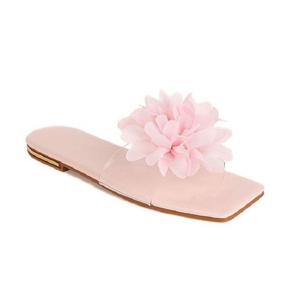 slippers summer women flats pvc transparent jelly sandals flowers open toe ladies shoes outdoor clear slides beach flip flops, Black