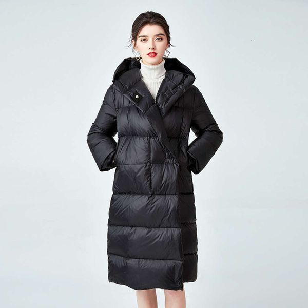 down jacket medium length thickened winter loose and thin white duck 21ss designer hooded women's coat, Black
down jacket medium length thickened winter loose and thin white duck 21ss designer hooded women's coat, Black