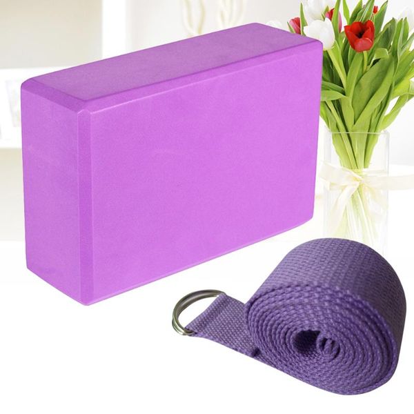 resistance bands yoga blocks and strap set eva foma comfortable firm with lightweight suit for pilates lovers(purple)