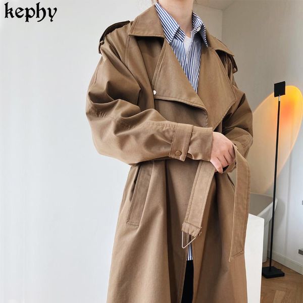 women's trench coats 2021 spring autumn long windbreaker female loose korean coat women black clothes, Tan;black
women's trench coats 2021 spring autumn long windbreaker female loose korean coat women black clothes, Tan;black