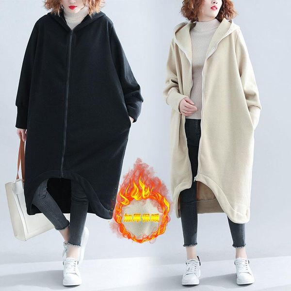 women's trench coats pure color thick windbreaker hoodies coat winter women full-sleeved zipper sweater cardigan mid-length irregular w, Tan;black
women's trench coats pure color thick windbreaker hoodies coat winter women full-sleeved zipper sweater cardigan mid-length irregular w, Tan;black