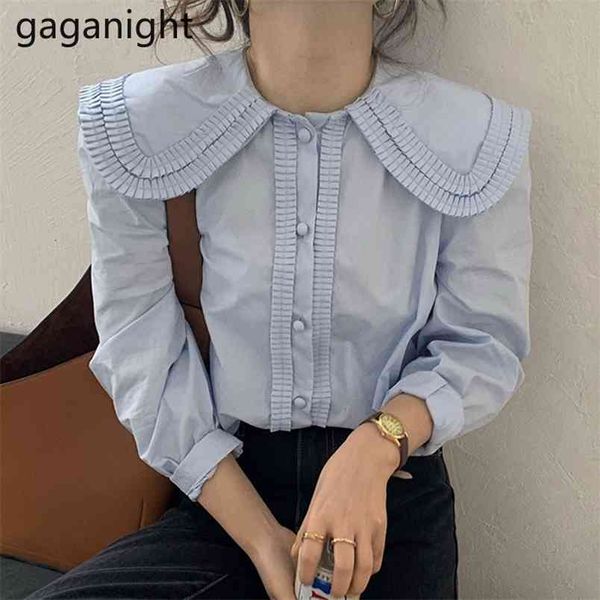 solid peter pan ruched collar white shirt lantern sleeve button up casual blue sweet blouse spring blusa female 210601
solid peter pan ruched collar white shirt lantern sleeve button up casual blue sweet blouse spring blusa female 210601