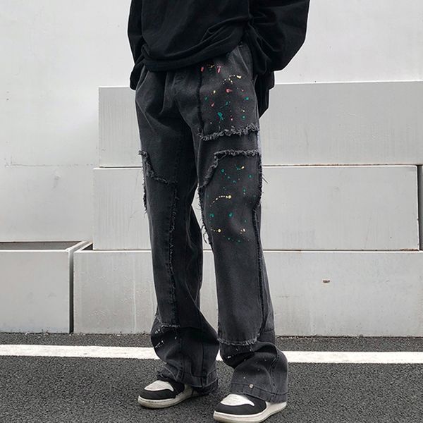2021 new high irregular sreet patched paint splash brim wide, washed retro-loose male leg brem casual 7v9q, Blue
2021 new high irregular sreet patched paint splash brim wide, washed retro-loose male leg brem casual 7v9q, Blue