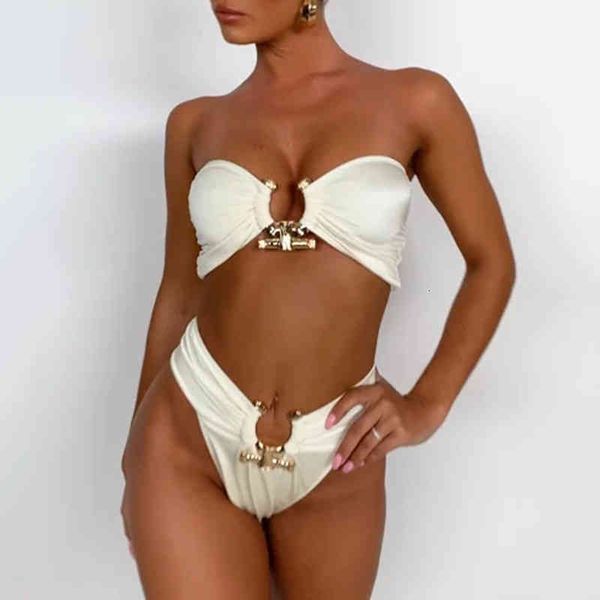metal rings high waist bikini women bandeau swimsuit female swimwear two pieces bikini set bather bathing suit swim, White;black
metal rings high waist bikini women bandeau swimsuit female swimwear two pieces bikini set bather bathing suit swim, White;black