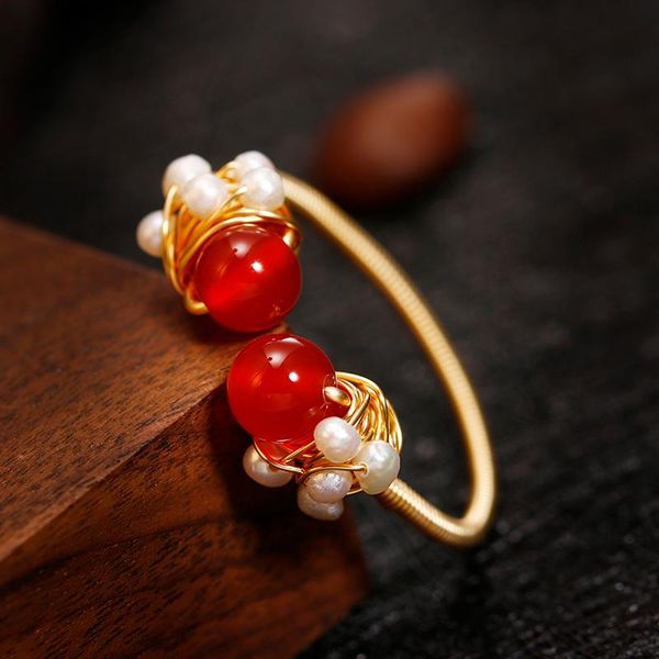 cluster rings original handmade 14k gold natural freshwater pearl red agate ladies ring jewelry for women open engagement gift, Golden;silver
cluster rings original handmade 14k gold natural freshwater pearl red agate ladies ring jewelry for women open engagement gift, Golden;silver