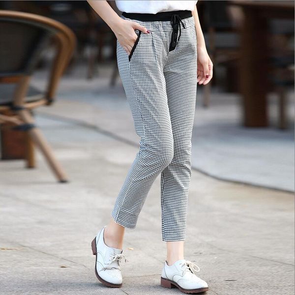 good quality summer cotton plaid pants women fashion ladies check trousers elastic waist ol style work pantalon mujer p48-1, Black;white
good quality summer cotton plaid pants women fashion ladies check trousers elastic waist ol style work pantalon mujer p48-1, Black;white