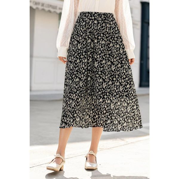 skirts inman women's skirt elegant literary ladies causal style elastic waist small floral lined droopy all-match female bottom, Black
skirts inman women's skirt elegant literary ladies causal style elastic waist small floral lined droopy all-match female bottom, Black