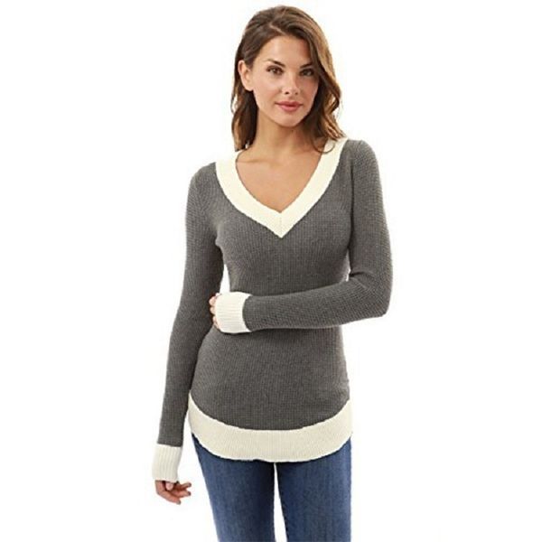 women's sweaters selling womens stitching color sweater long-sleeve v-neck q921, White;black
women's sweaters selling womens stitching color sweater long-sleeve v-neck q921, White;black