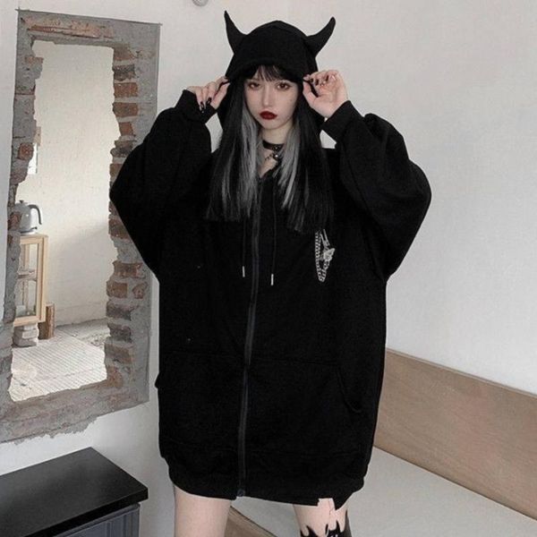 women's wool & blends women punk black long sleeve hoodies jacket devil horns zip oversized sweatshirt
women's wool & blends women punk black long sleeve hoodies jacket devil horns zip oversized sweatshirt