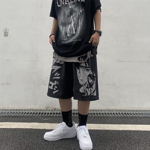 men's shorts trendy brand ins old cartoon printing casual retro street loose five point men and women, White;black
men's shorts trendy brand ins old cartoon printing casual retro street loose five point men and women, White;black