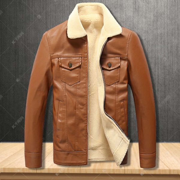 men's plush autumn and winter new korean lapel casual pu motorcycle jacket slim fitting leather coatwinter, Black;brown
men's plush autumn and winter new korean lapel casual pu motorcycle jacket slim fitting leather coatwinter, Black;brown