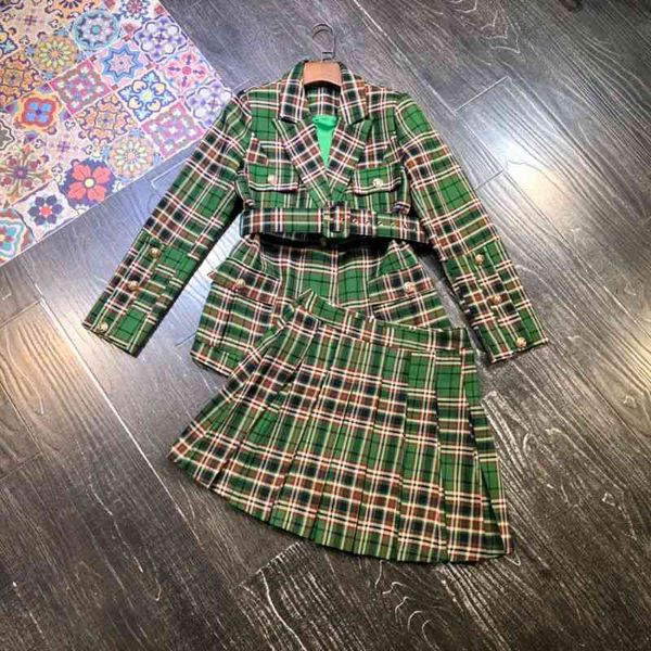 two piece dress cocochoose 2 outfits autumn winter designer women green plaid blazer suits with mini pleated skirt clothing sets eri7, White
two piece dress cocochoose 2 outfits autumn winter designer women green plaid blazer suits with mini pleated skirt clothing sets eri7, White