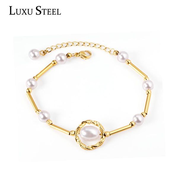 link, chain luxusteel imitation pearls bracelet mujer pulsera women stainless steel gold color round beaded bracelets accessories wedding, Black
link, chain luxusteel imitation pearls bracelet mujer pulsera women stainless steel gold color round beaded bracelets accessories wedding, Black