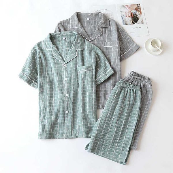 men's sleepwear 2021 japanese style summer cotton short sleeve shorts pajamas suit comfortable casual home wear, Black;brown
men's sleepwear 2021 japanese style summer cotton short sleeve shorts pajamas suit comfortable casual home wear, Black;brown