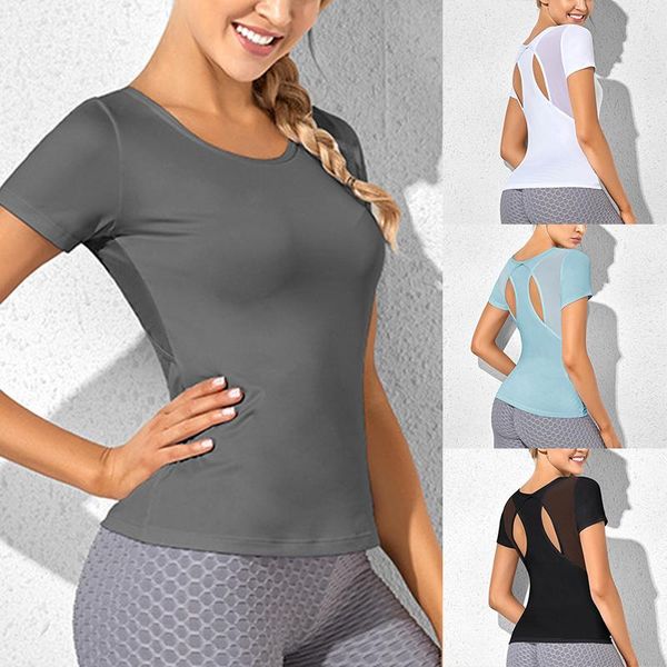 yoga outfits women sport for gym fitness t shirt sports wear clothes running workout, White;red
yoga outfits women sport for gym fitness t shirt sports wear clothes running workout, White;red
