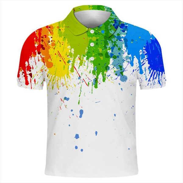 summer and womens couples mens polo shirt 3d printing drip art print pol, White;black