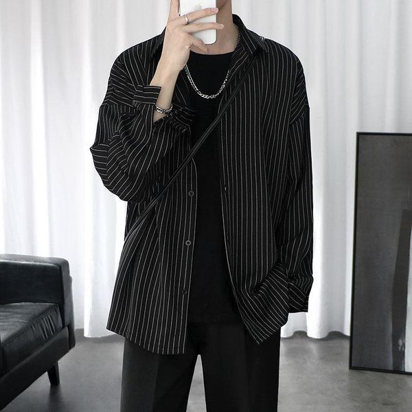 men's casual shirts black white striped mens autumn harajuku male long sleeve shirt streetwear korean hip hop man loose blouse, White;black
men's casual shirts black white striped mens autumn harajuku male long sleeve shirt streetwear korean hip hop man loose blouse, White;black