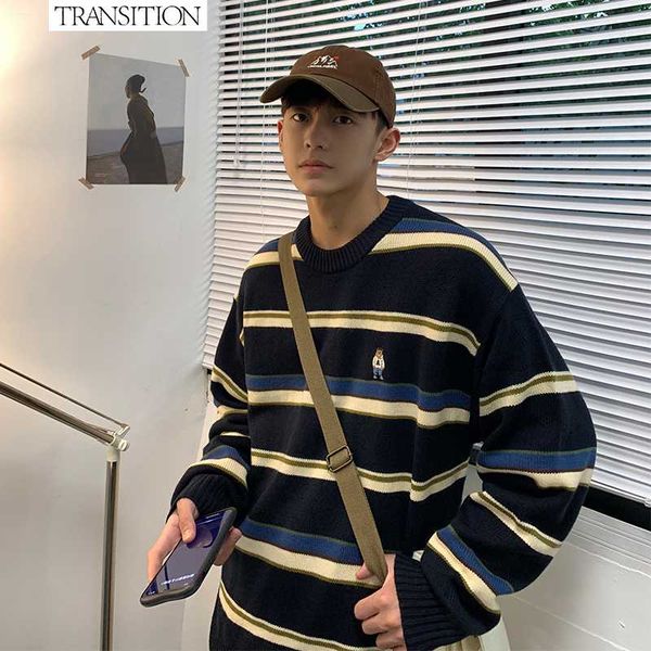 men's sweaters 2021 autumn and winter authentic sweater casual round neck pullover blouse classic striped high quality, White;black
men's sweaters 2021 autumn and winter authentic sweater casual round neck pullover blouse classic striped high quality, White;black