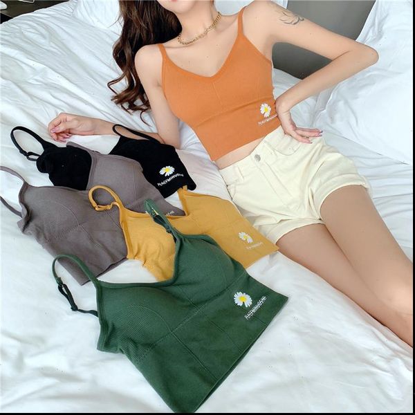 girls short camis with seperated bra women letters daisy padding tanks u back crop for female ljm839, White
girls short camis with seperated bra women letters daisy padding tanks u back crop for female ljm839, White