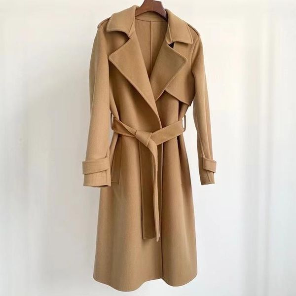 cashmere wool blend women woolen coat classic casual temperament wild lady long women's & blends, Black
cashmere wool blend women woolen coat classic casual temperament wild lady long women's & blends, Black