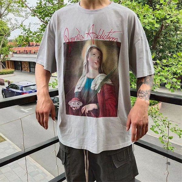 large-sized jersey from vintage women 1:1 of hip-hop angels print t-shirts men's clothes 7te7, White 
large-sized jersey from vintage women 1:1 of hip-hop angels print t-shirts men's clothes 7te7, White