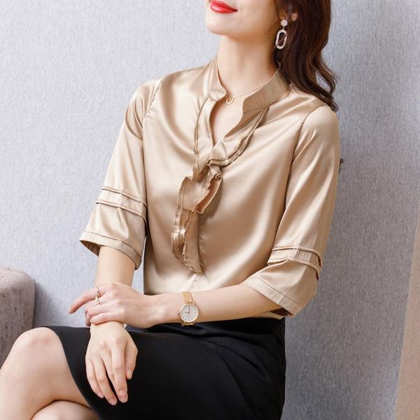korean fashion silk women blouses satin womens and blouses office lady blusas plus size shirt and blouse, White
korean fashion silk women blouses satin womens and blouses office lady blusas plus size shirt and blouse, White