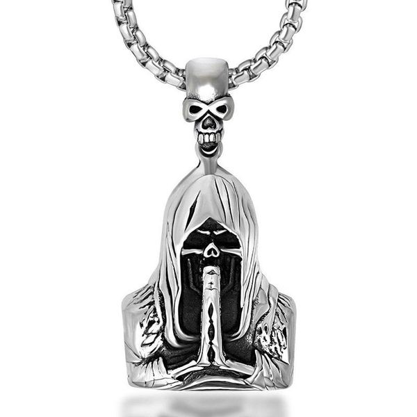 pendant necklaces fashion grim reaper skull necklace for men boy retro punk male jewelry 24inch chain halloween's day gift, Silver
pendant necklaces fashion grim reaper skull necklace for men boy retro punk male jewelry 24inch chain halloween's day gift, Silver