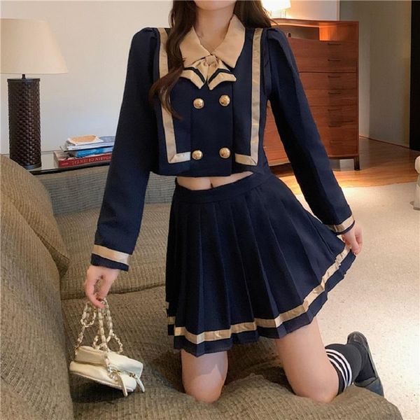 clothing sets japanese korean style jk set women long sleeve school uniform student girls high sailor navy short and pleated skirt, White
clothing sets japanese korean style jk set women long sleeve school uniform student girls high sailor navy short and pleated skirt, White
