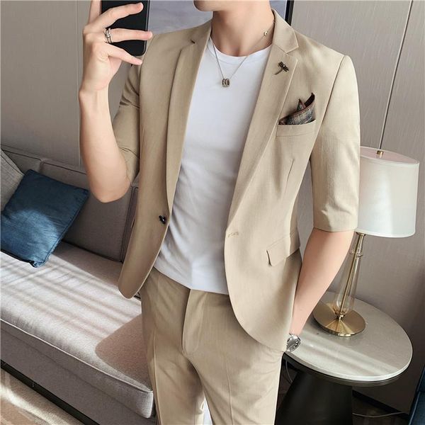 men's suits & blazers 3/4 sleeve fashion slim fit two piece suit business men clothing social wedding groomsman casual ropa hombre, White;black
men's suits & blazers 3/4 sleeve fashion slim fit two piece suit business men clothing social wedding groomsman casual ropa hombre, White;black
