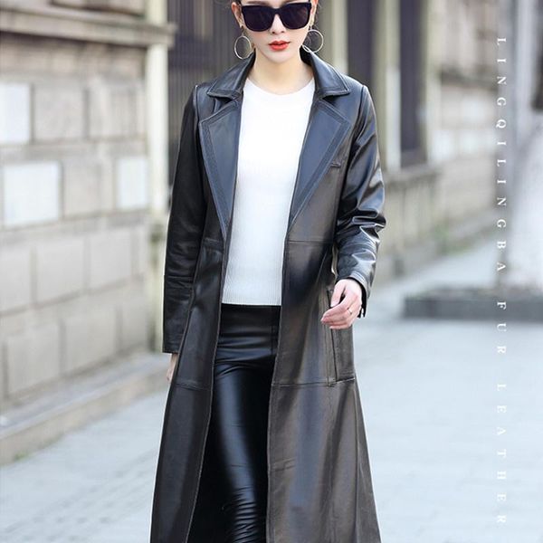 women's leather & faux genuine jackets women long trench coat natural sheepskin female korean spring autumn clothes lwl2556666, Black
women's leather & faux genuine jackets women long trench coat natural sheepskin female korean spring autumn clothes lwl2556666, Black