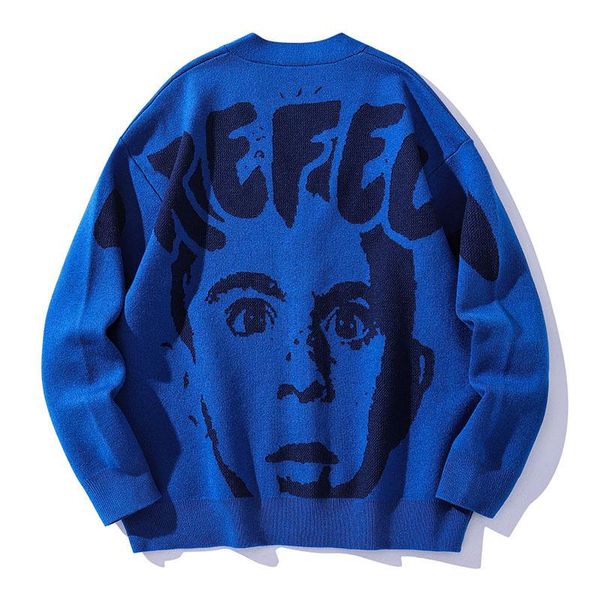 men's sweaters men vintage knitted cardigan harajuku portrait pattern jacquard korean casual pullover oversized streetwear fall, White;black
men's sweaters men vintage knitted cardigan harajuku portrait pattern jacquard korean casual pullover oversized streetwear fall, White;black
