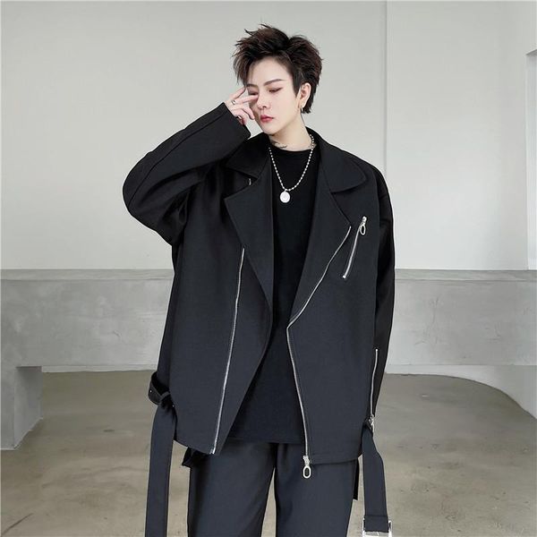 men's suits & blazers 2021 autumn korean style unique multiple zippers design suit men casual loose asymmetry for m-xl, White;black
men's suits & blazers 2021 autumn korean style unique multiple zippers design suit men casual loose asymmetry for m-xl, White;black