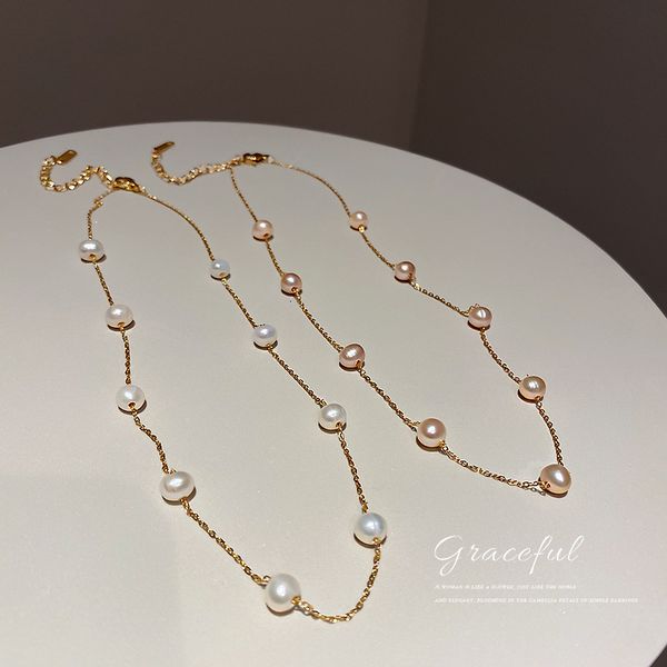 chain women pendants real gold electroplating korean simple chaodanshui pearl necklace collar bone girlish temperament design, Silver
chain women pendants real gold electroplating korean simple chaodanshui pearl necklace collar bone girlish temperament design, Silver