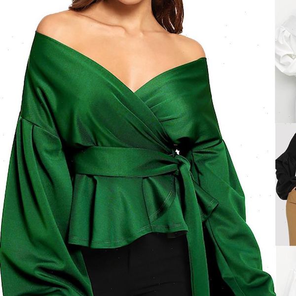 chaonan women long sleeve blouses shirt strapless deep v neck blouses lantern sleeve bow belt bandage casual tee new q, White
chaonan women long sleeve blouses shirt strapless deep v neck blouses lantern sleeve bow belt bandage casual tee new q, White