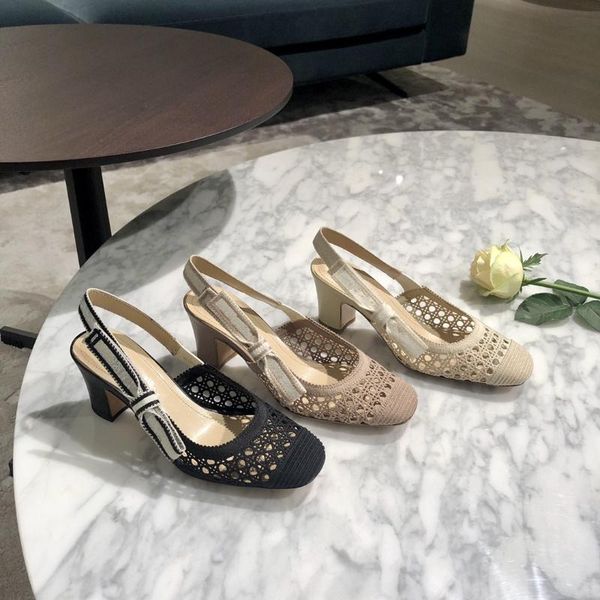 2021 new spring breathable knitted pumps square heel sandals slingback kitten heel office dress shoes women high quality, Black 
2021 new spring breathable knitted pumps square heel sandals slingback kitten heel office dress shoes women high quality, Black