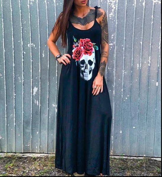 2021 summer dresses women punk style loose halter neck sleeveless skull print female dress street high split flower print, Black;gray
2021 summer dresses women punk style loose halter neck sleeveless skull print female dress street high split flower print, Black;gray