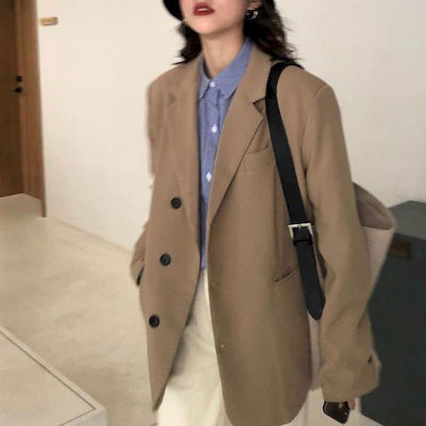women's jackets black suit jacket female 2021 spring and autumn korean style loose fashion single-breasted khaki white elegant coat, Black;brown
women's jackets black suit jacket female 2021 spring and autumn korean style loose fashion single-breasted khaki white elegant coat, Black;brown