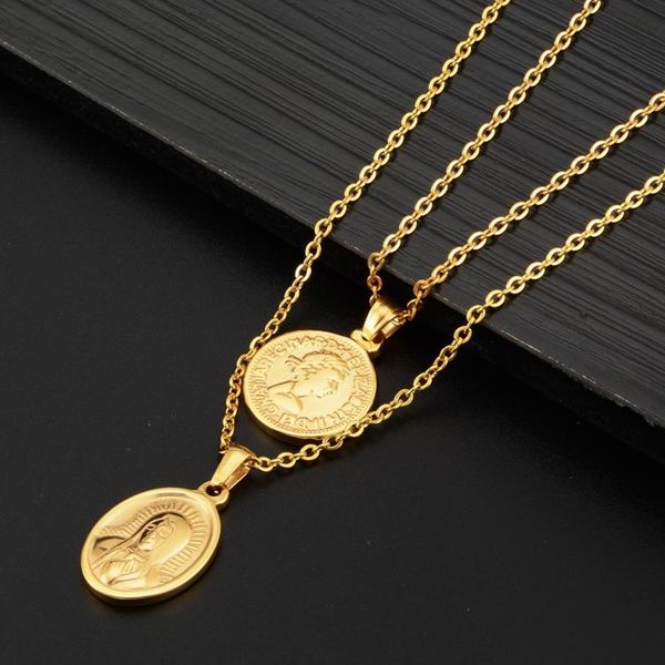 pendant necklaces stainless steel small matrona mary queen set necklace personaliy hip hop trendy jewelry men women gift, Silver
pendant necklaces stainless steel small matrona mary queen set necklace personaliy hip hop trendy jewelry men women gift, Silver