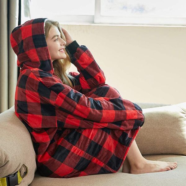 2021 new winter women thick warm plaid tv hooded blanket sofa cozy fleece bathrobe adults kids sweatshirt pullover outwear 3y91, Black
2021 new winter women thick warm plaid tv hooded blanket sofa cozy fleece bathrobe adults kids sweatshirt pullover outwear 3y91, Black